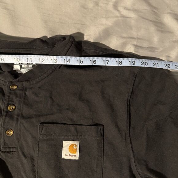 Carhartt Henley T Shirt Mens Large Gray Long Sleeve Loose Fit Single Pocket - Picture 5 of 6